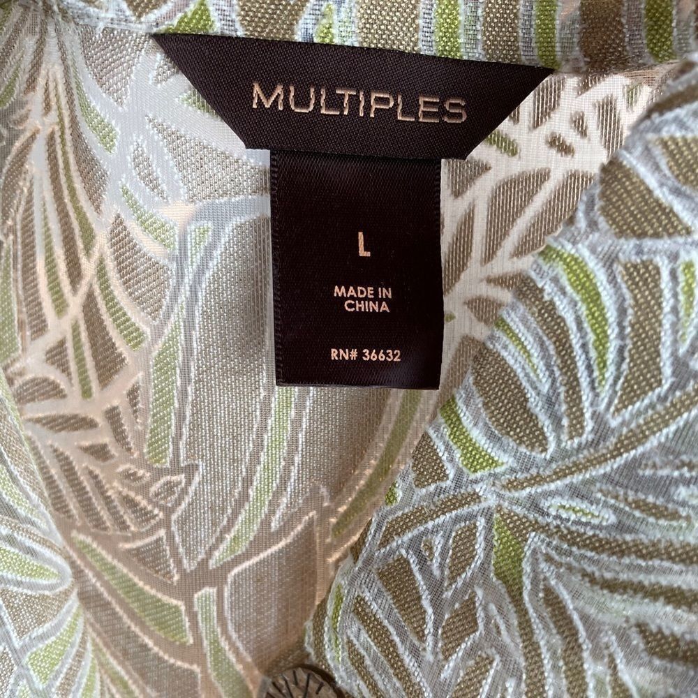 NWT Multiples Sheer Button Down Top Size L - Picture 10 of 11